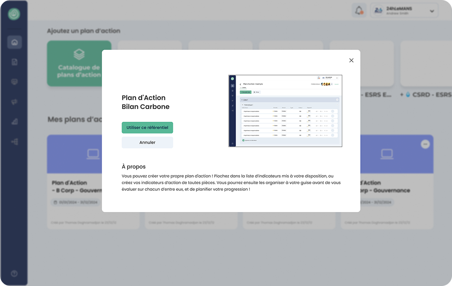 BEGES avec recommandations Interface